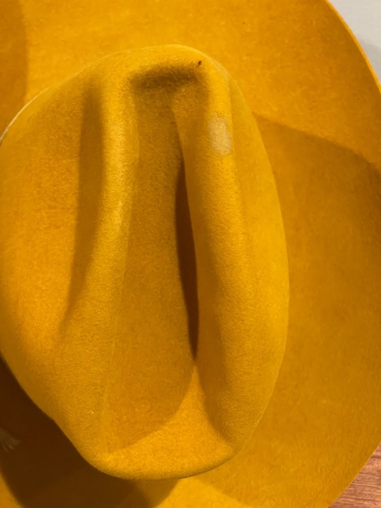 READ Vtg Resistol Western Self Conforming Felt Cowboy Hat Mustard Yellow 7 1/4 main image 7